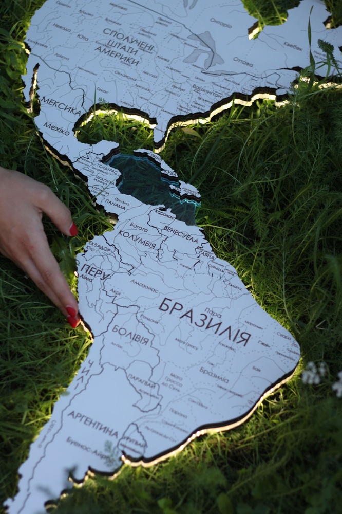 Дерев'яна Карта Світу White edition, розмір XS 90x136 см 27582848 фото